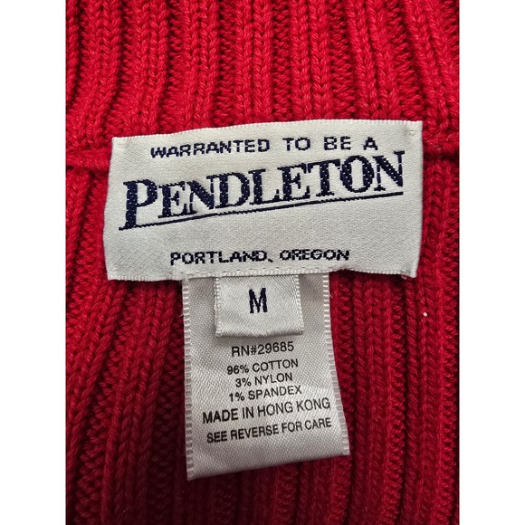 Y2K Pendleton Red cardigan sweater Ribbed Knit Women Medium sporty casual preppy - Picture 2 of 8